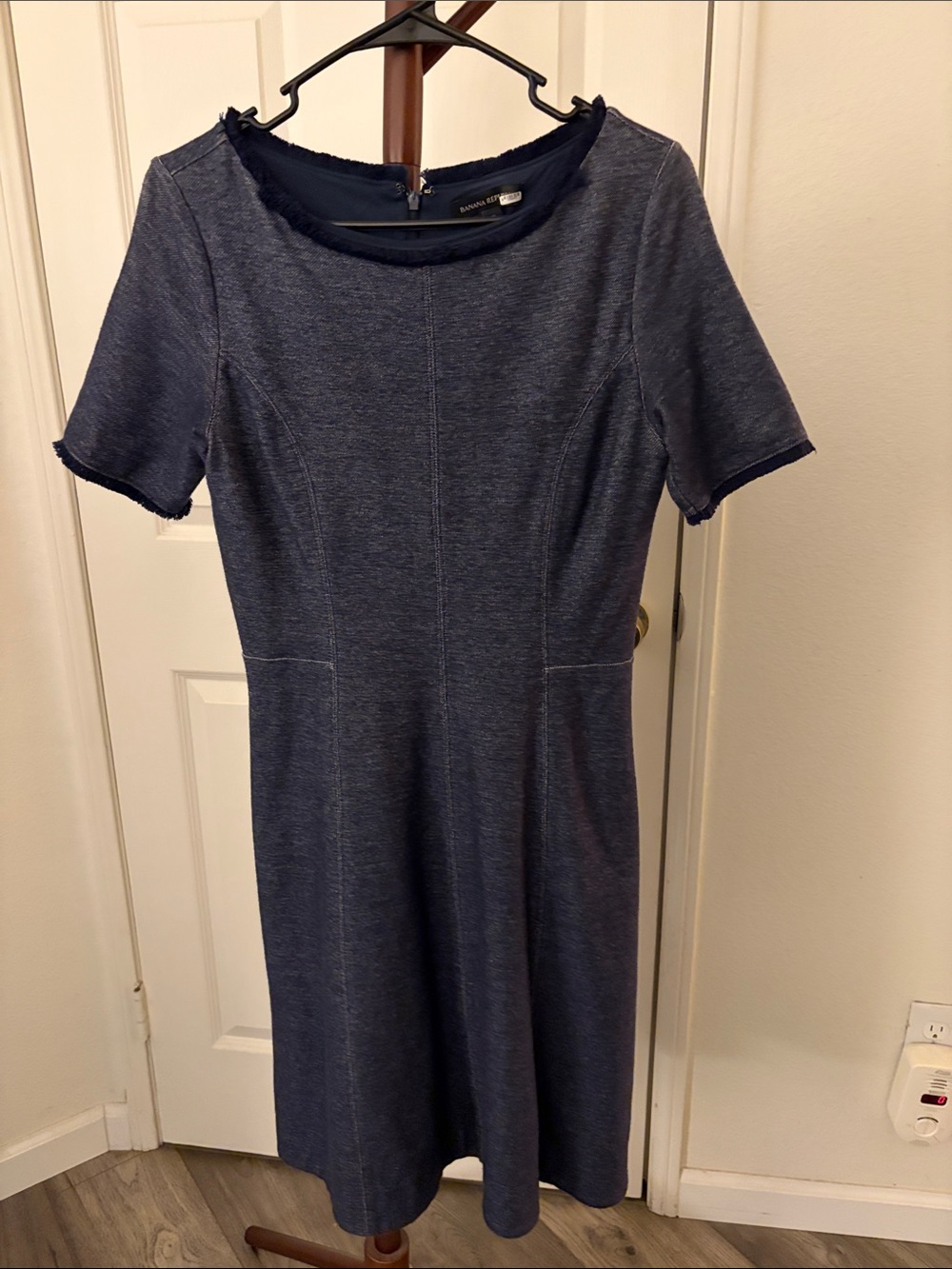 Banana Republic Navy Short-Sleeve Midi Dress